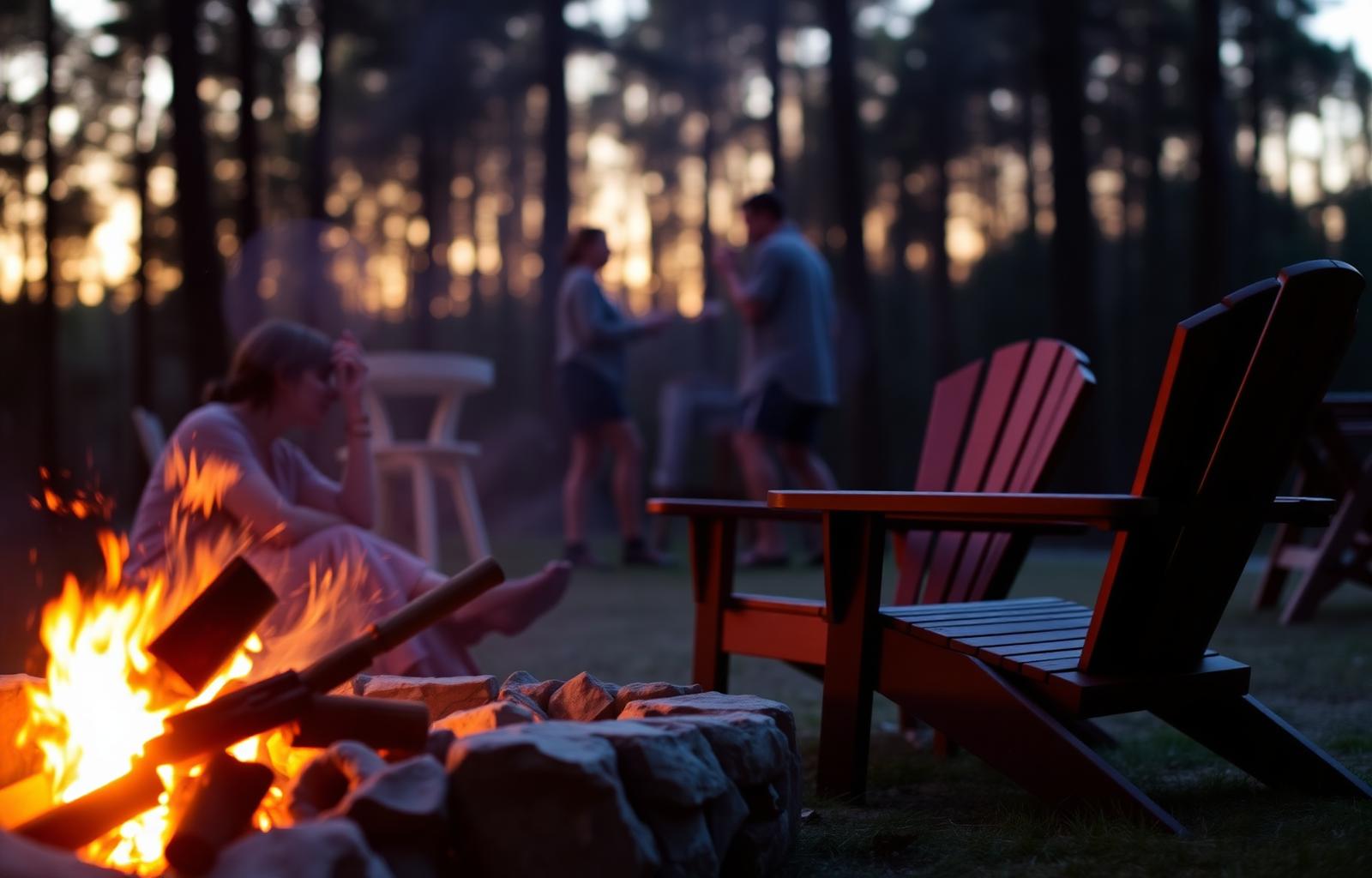 A firepit gathering at dusk